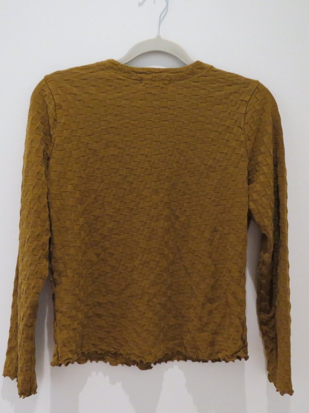 MADEWELL V-Neck Cardigan in Checkerboard Jacquard in Sepia Small Granola Girl - Picture 10 of 13